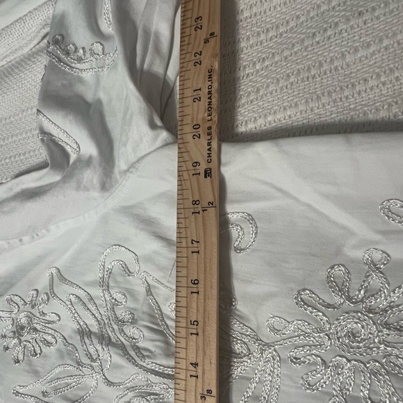 Once Again White 3/4 Sleeve Metal Button Jacket w/metallic Thread Embroidery. L - Picture 10 of 11